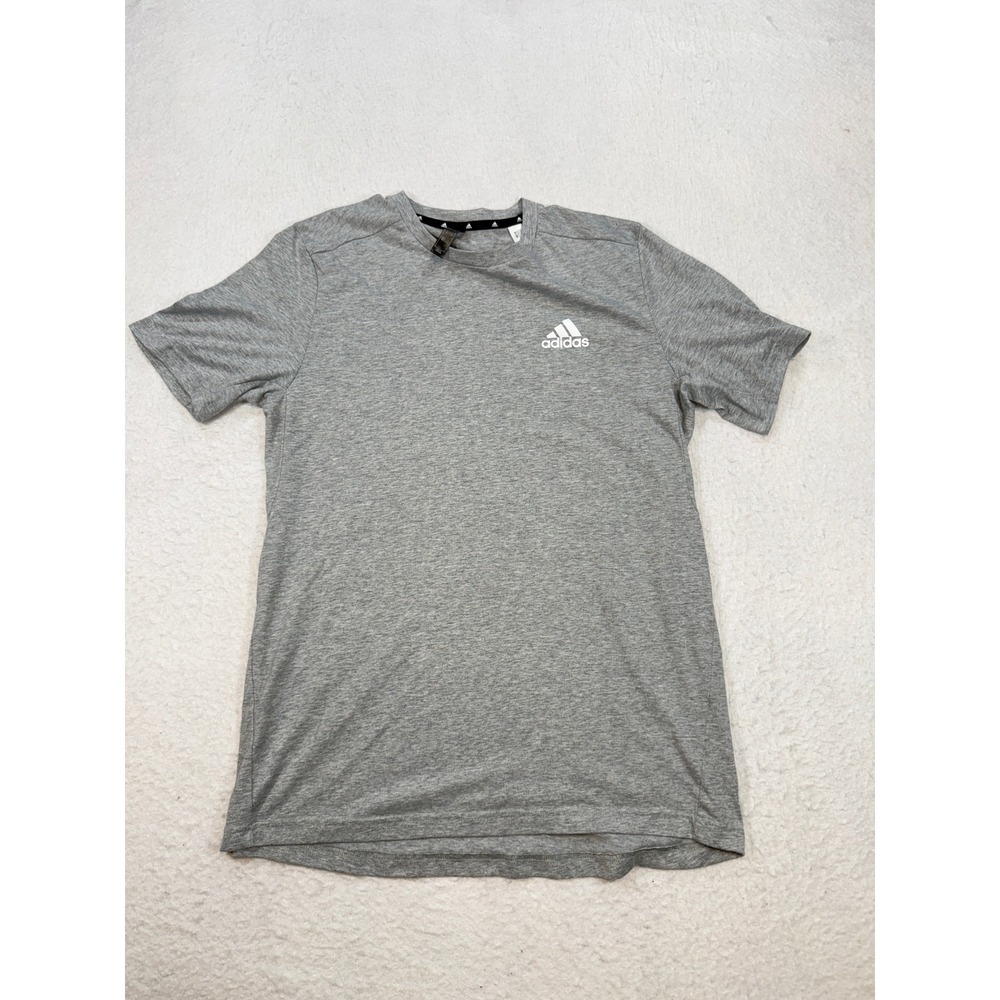 Adidas Primegreen Aeroready Mens T-Shirt Medium Heather Gray Short Sleeve Logo